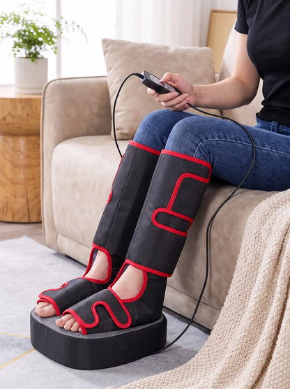 Foot & Calf Air Compression Massager in use on a sofa