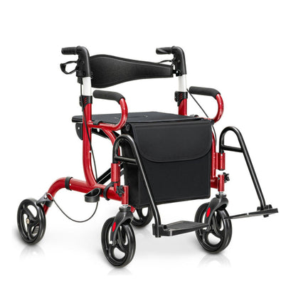 2-in-1 Rollator Walker & Transport Chair