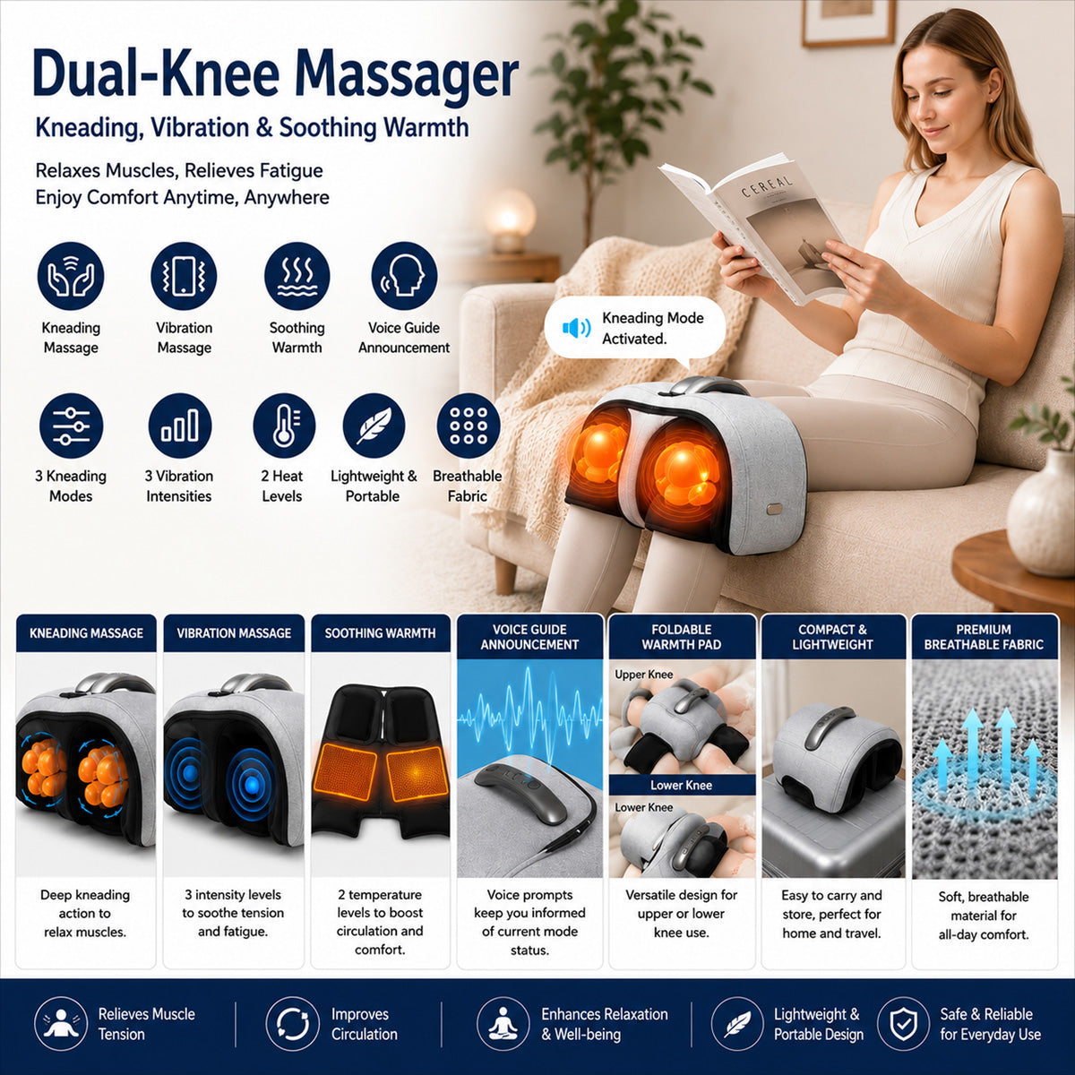 Heated Knee & Leg Compression Massager