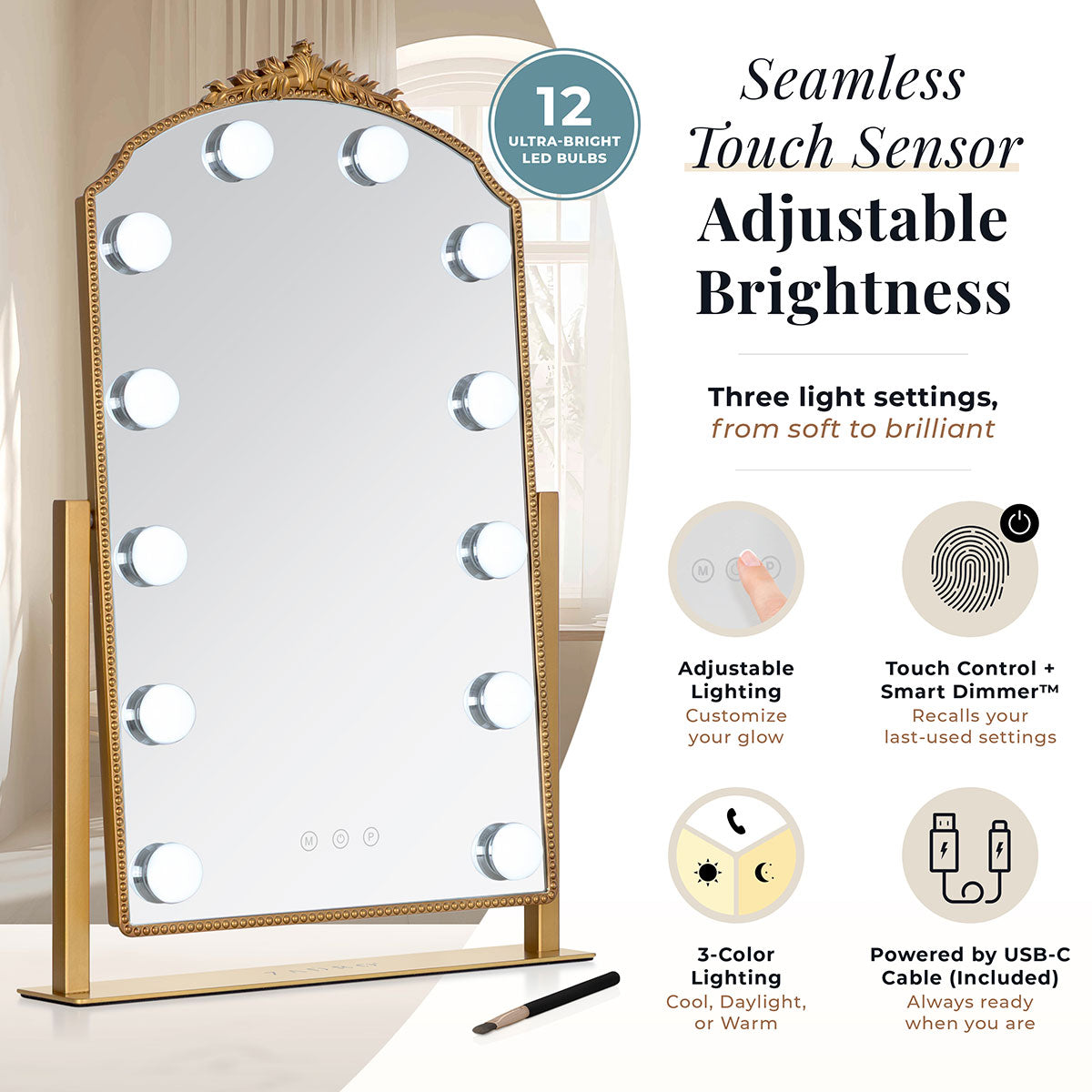 LED Gold Vanity Mirror
