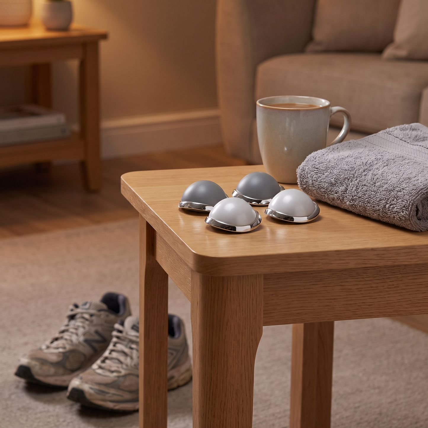 Heated Dual-Head Percussion Massager - side table