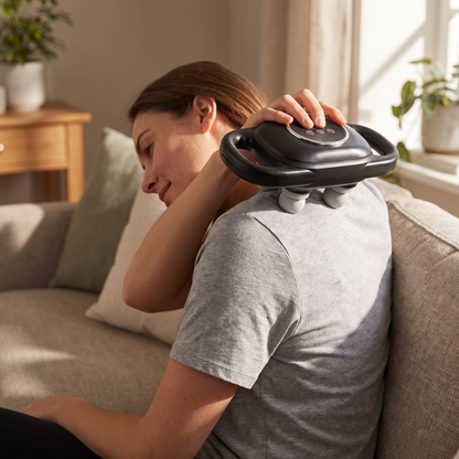 Quad Head Percussion Massage Gun - shoulder use