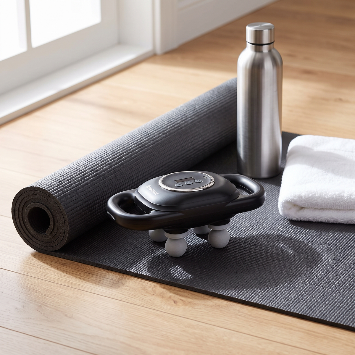 Quad Head Percussion Massage Gun - yoga mat